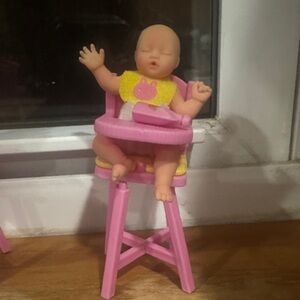 Pink Baby Doll High Chair with Baby Figure - Kids Toys